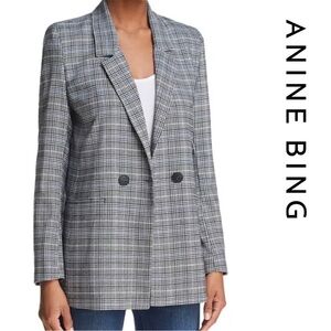 Anine Bing Women's Gray Plaid Blazer